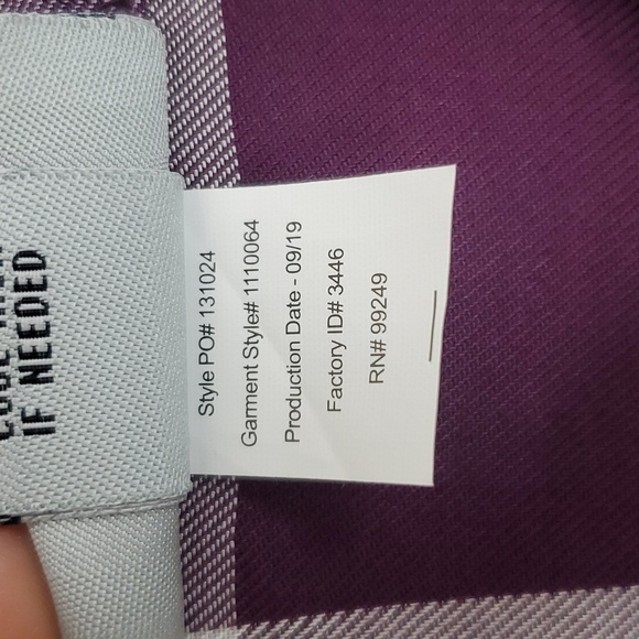 Catherines Button Down Shirt Long Sleeve Plaid Peplum Waist Purple WOmens 0X - Picture 5 of 10